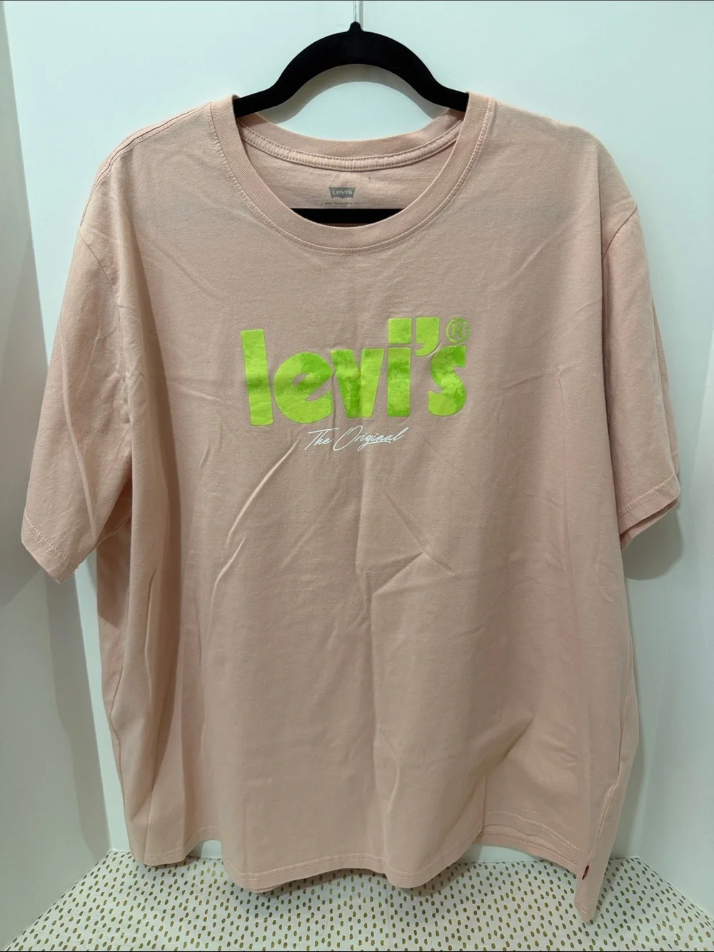 Levi's Blush Pink Tee with Lime Green Logo
